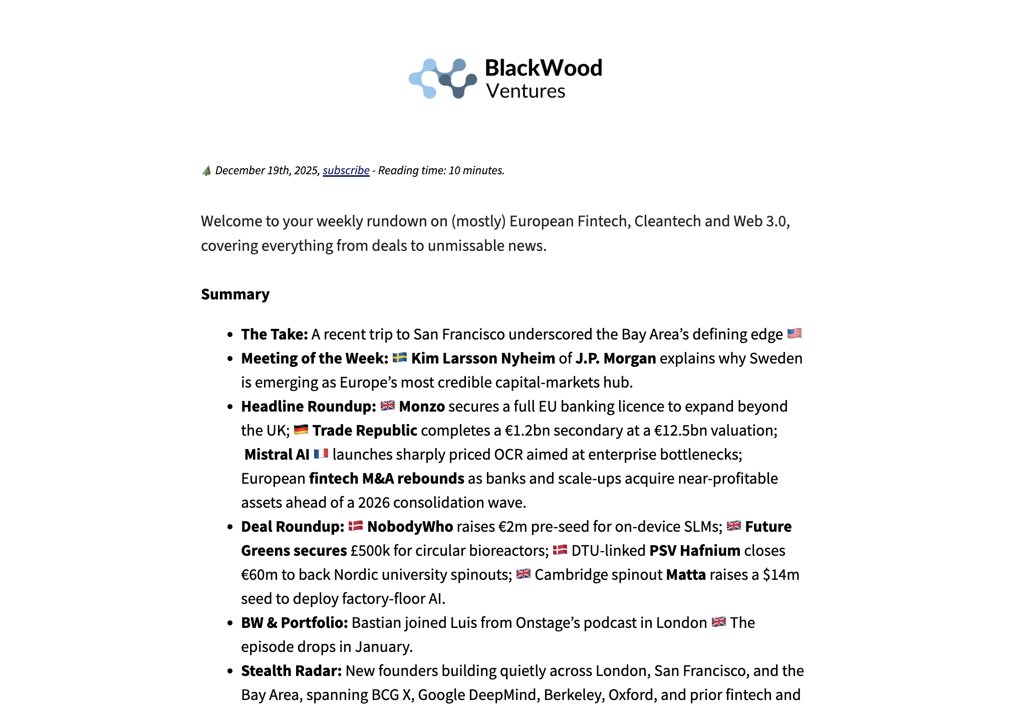 Week 51 - Industry Briefing